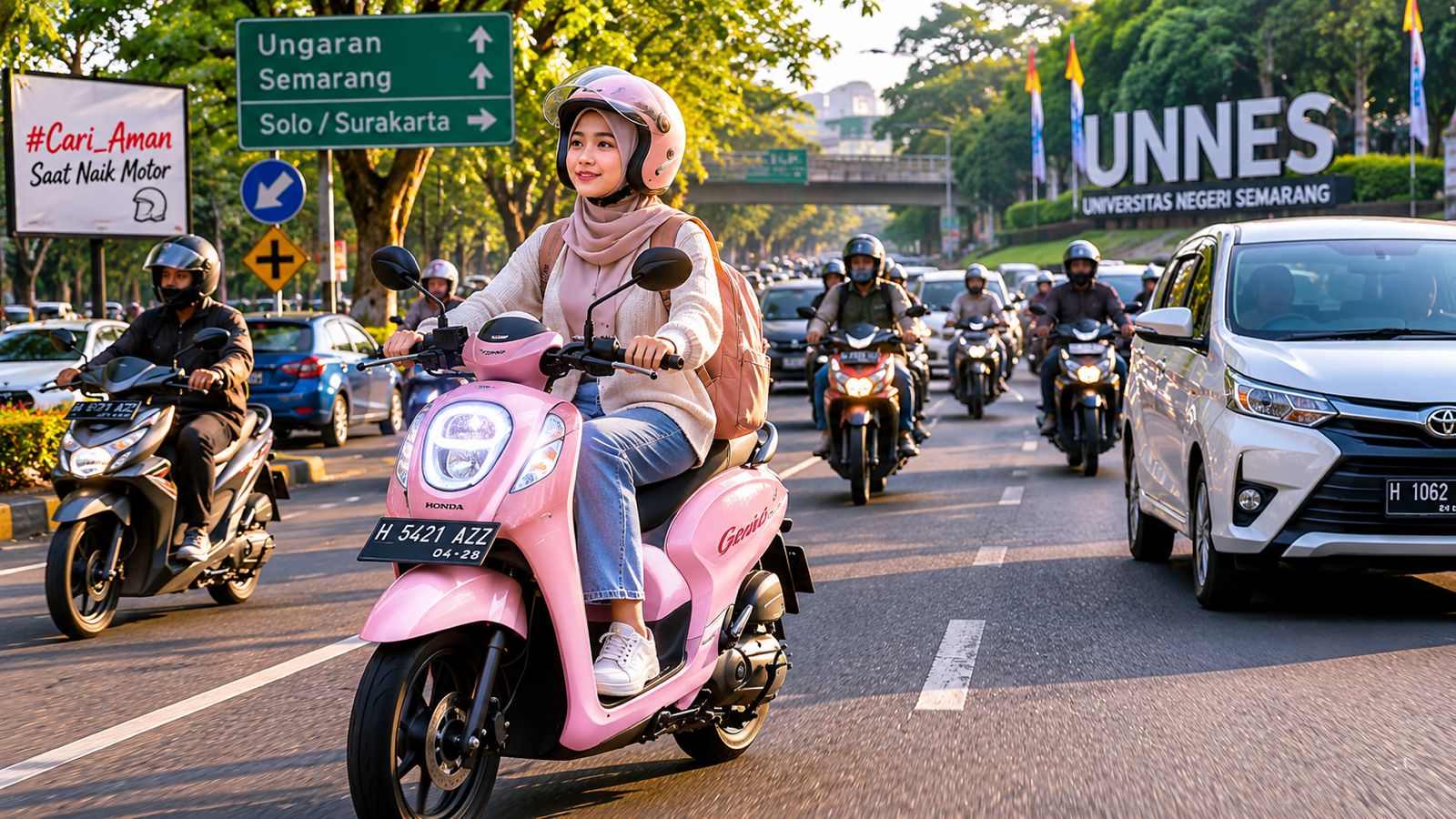 Azizah Berburu Kampus Impian, Honda Genio Temani Perjalanan UTBK ke Unnes